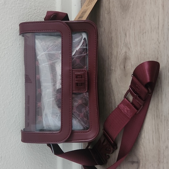 Steve Madden Burgundy Transparent Crossbody Bag - 2 Piece! - Picture 1 of 10